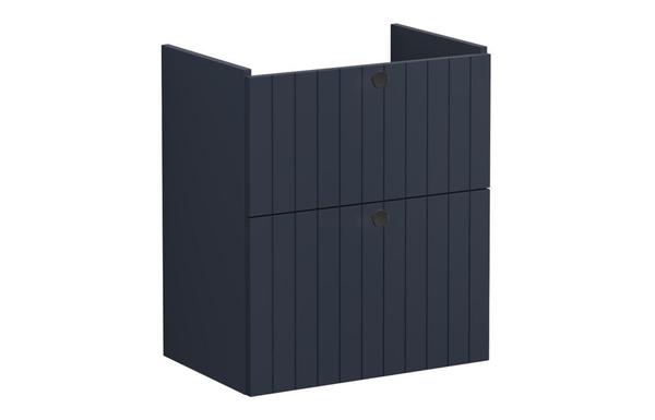 VitrA Root Groove 60cm 2 Drawer Slim Washbasin Unit - Matt Dark Blue